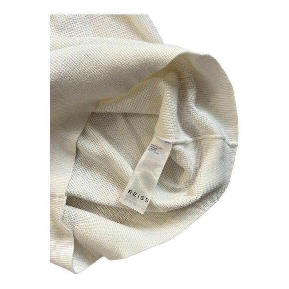 Reiss Mens Large Textured Knit Open Collar Polo Shirt White - Picture 7 of 10